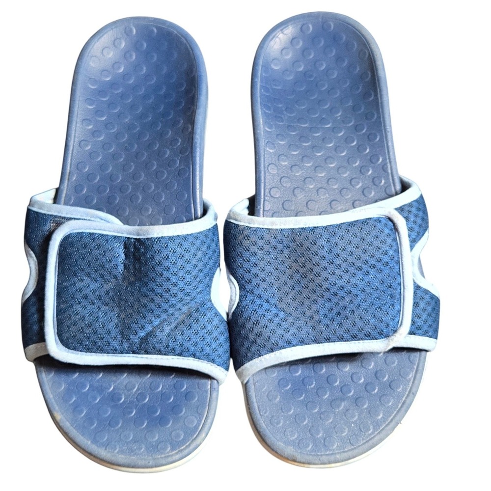 Vionic Womens Brindie Blue Mesh Adjustable‎ Orthotic Slide Sandals 9 Comfort
